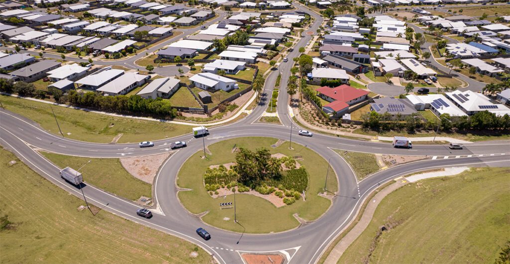Roundabout at Plantation Palms Estate, Mackay